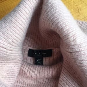 Ann Taylor Pale Pink Cowl Neck Cable Sweater S